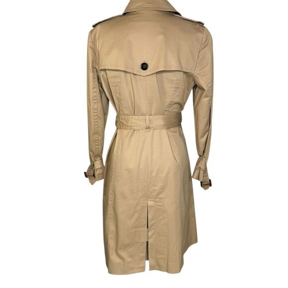 Ann Taylor Tan Twill Double Breasted Belted Trench Coat | MP - Picture 6 of 11